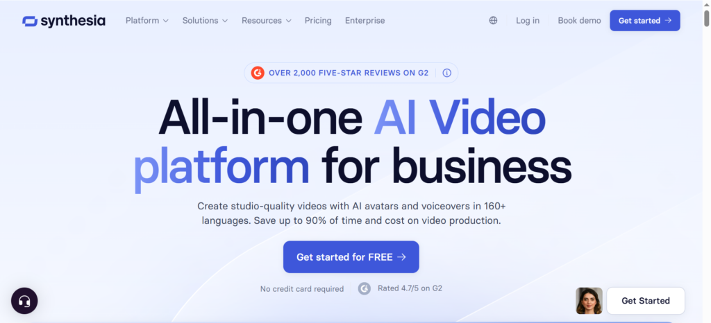 Synthesia AI avatar video creation dashboard for real estate walkthrough videos
